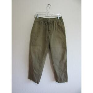 OBEY Green Khaki Canvas S Distressed Cotton Drawstring Waist Grunge Pants